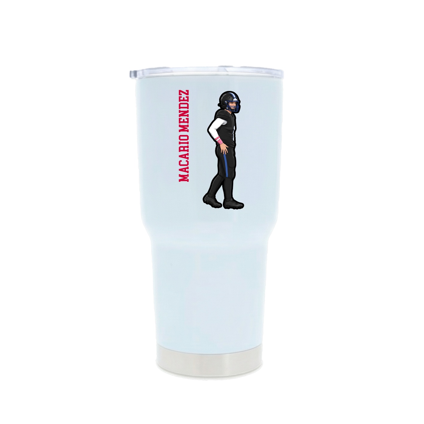 30oz Stainless Steel Tumbler — Name Vertical in White