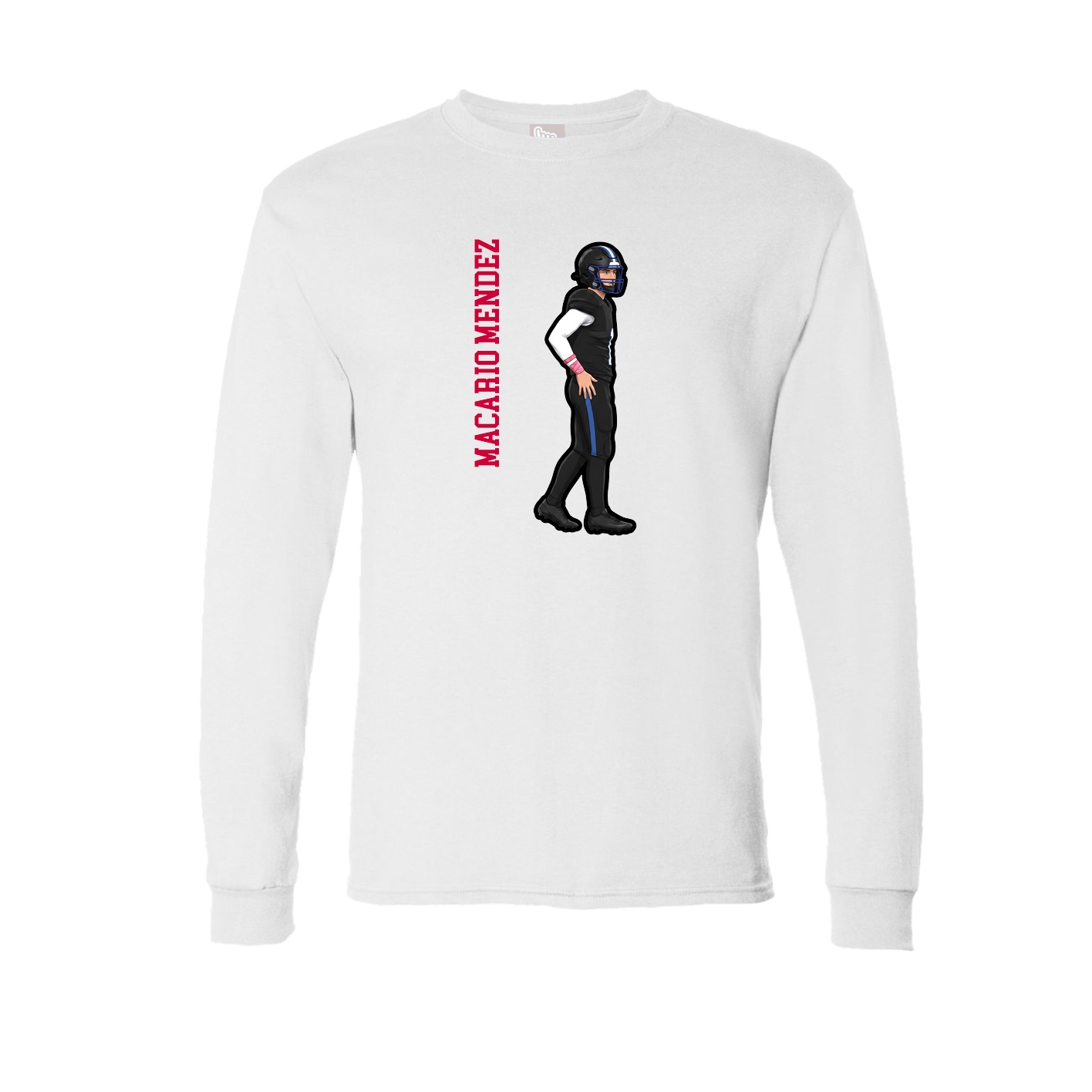 Long Sleeve Tee — Name Vertical in White
