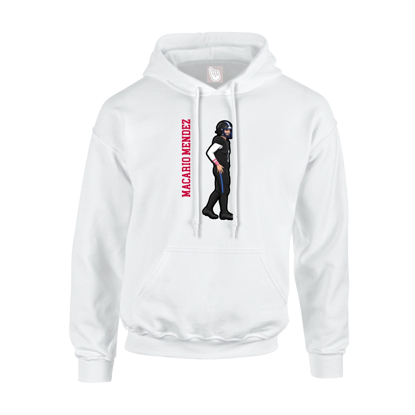 Youth Hoodie — Name Vertical in White