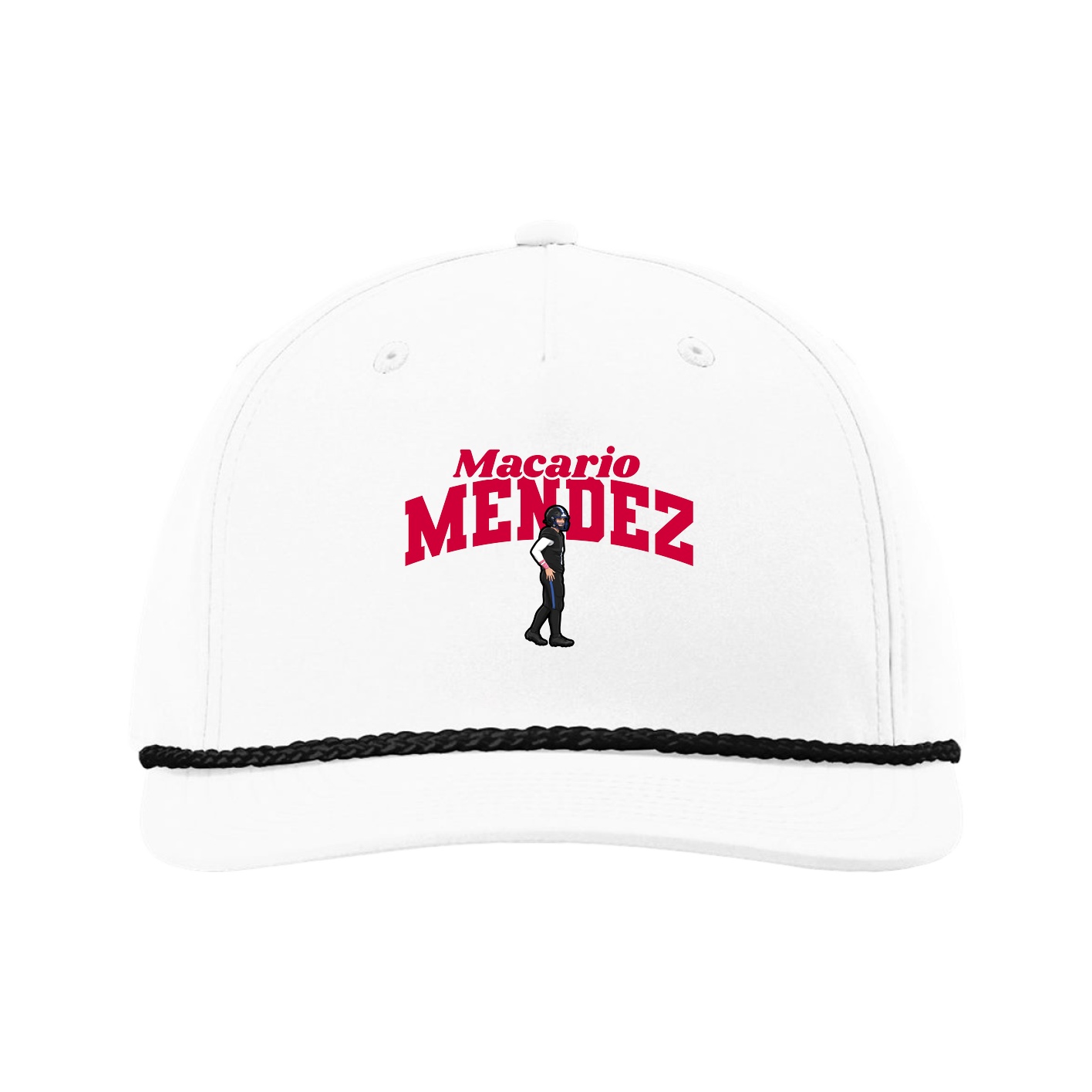 Five-Panel Classic Rope Cap — Signature Arch in White