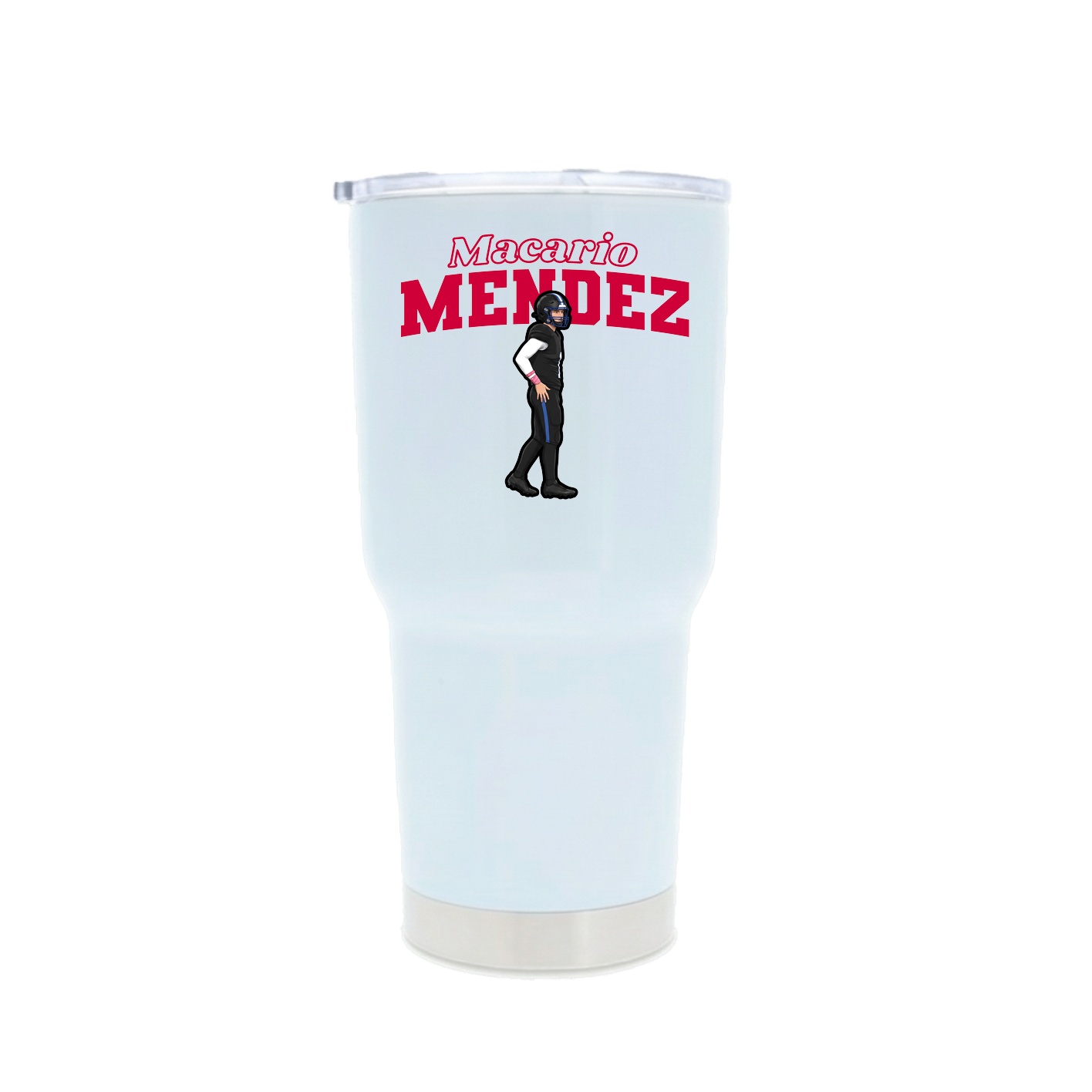30oz Stainless Steel Tumbler — Name Arch in White