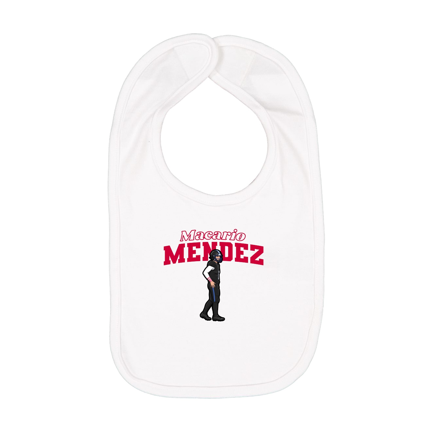 Infant Bib — Name Arch in White
