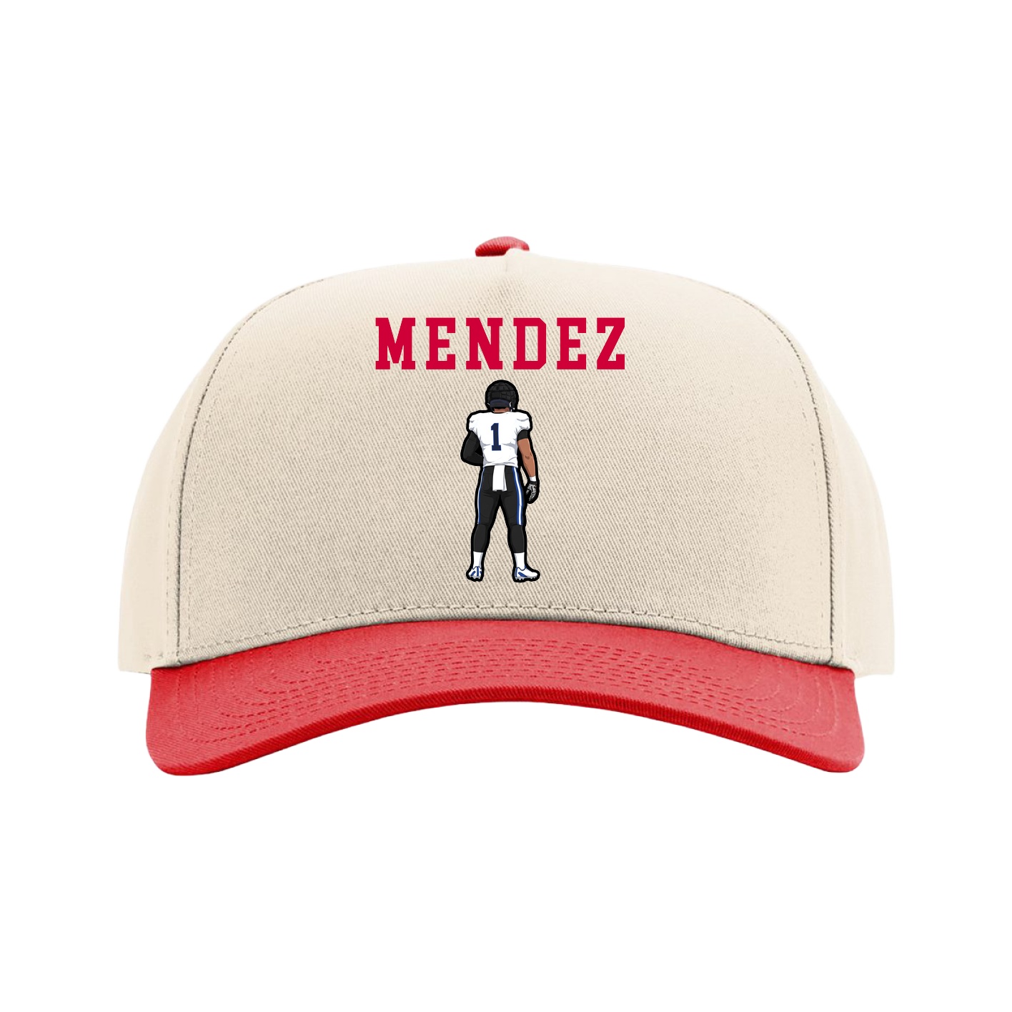 Full Fabric Five-Panel Champ Cap — Shirsey in Cream/Red