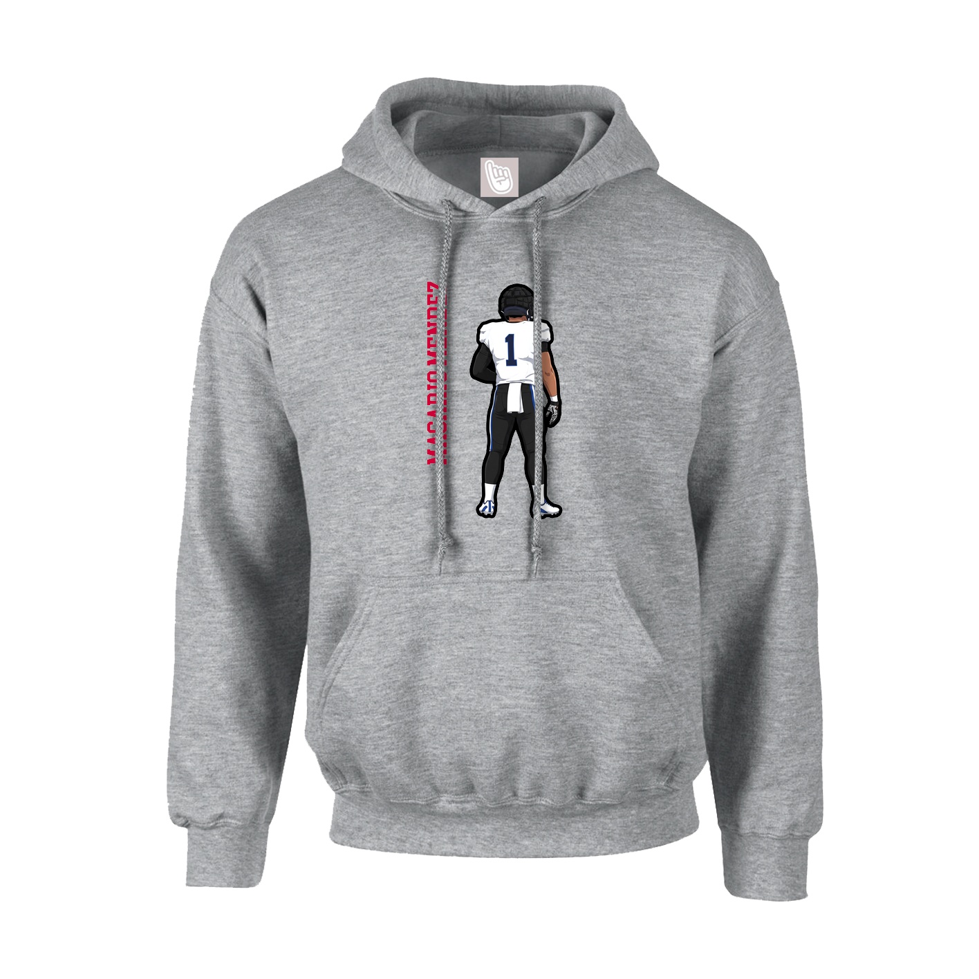 Youth Hoodie — Name Vertical in Grey