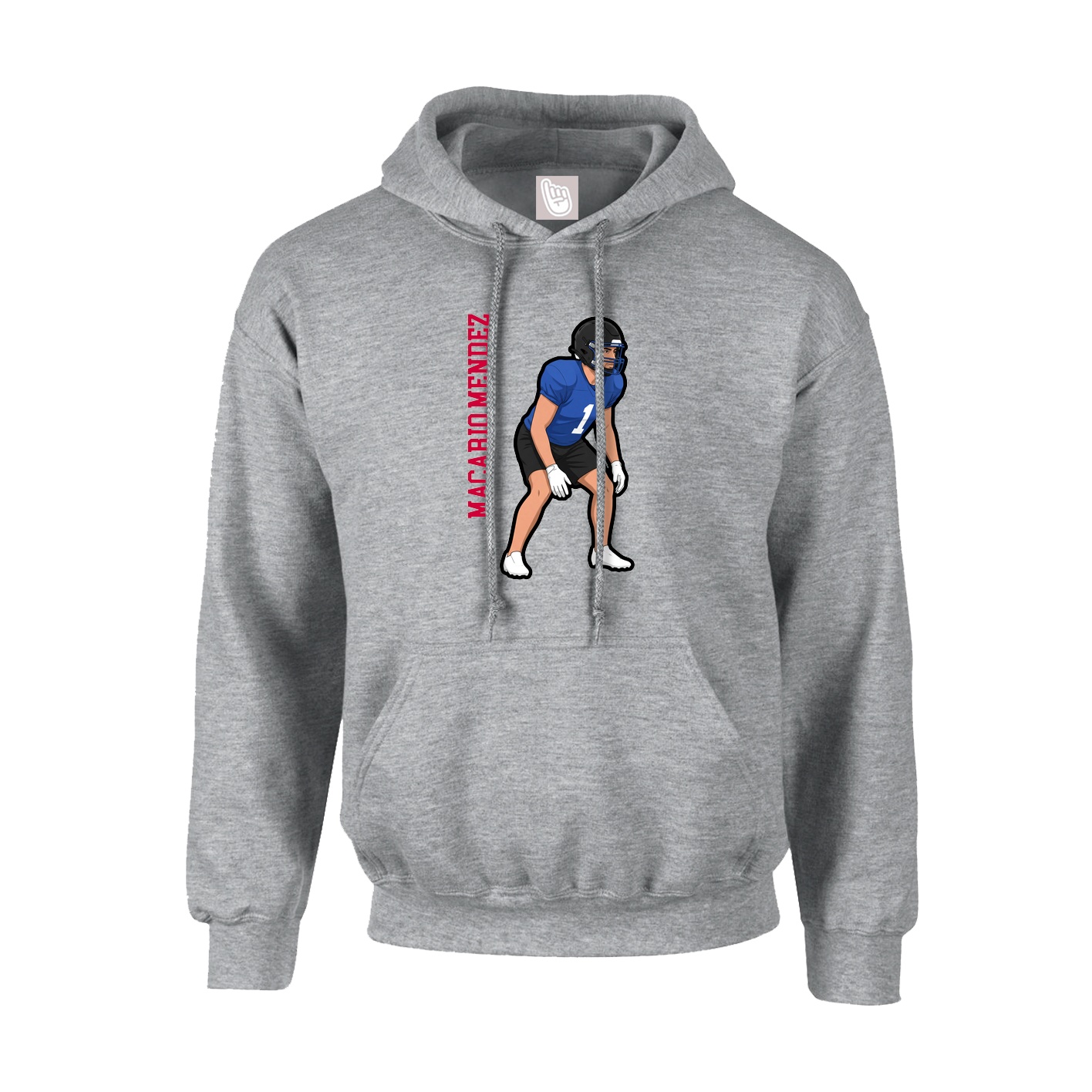 Hoodie — Name Vertical in Grey