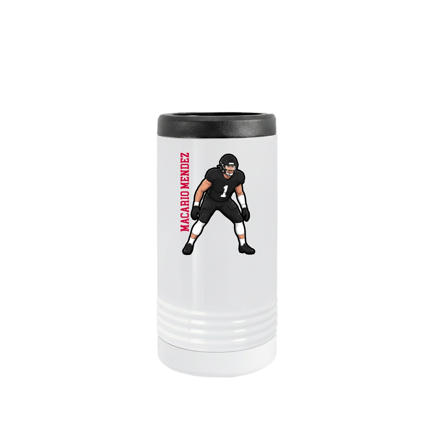 Slim Beverage Holder — Name Vertical in White