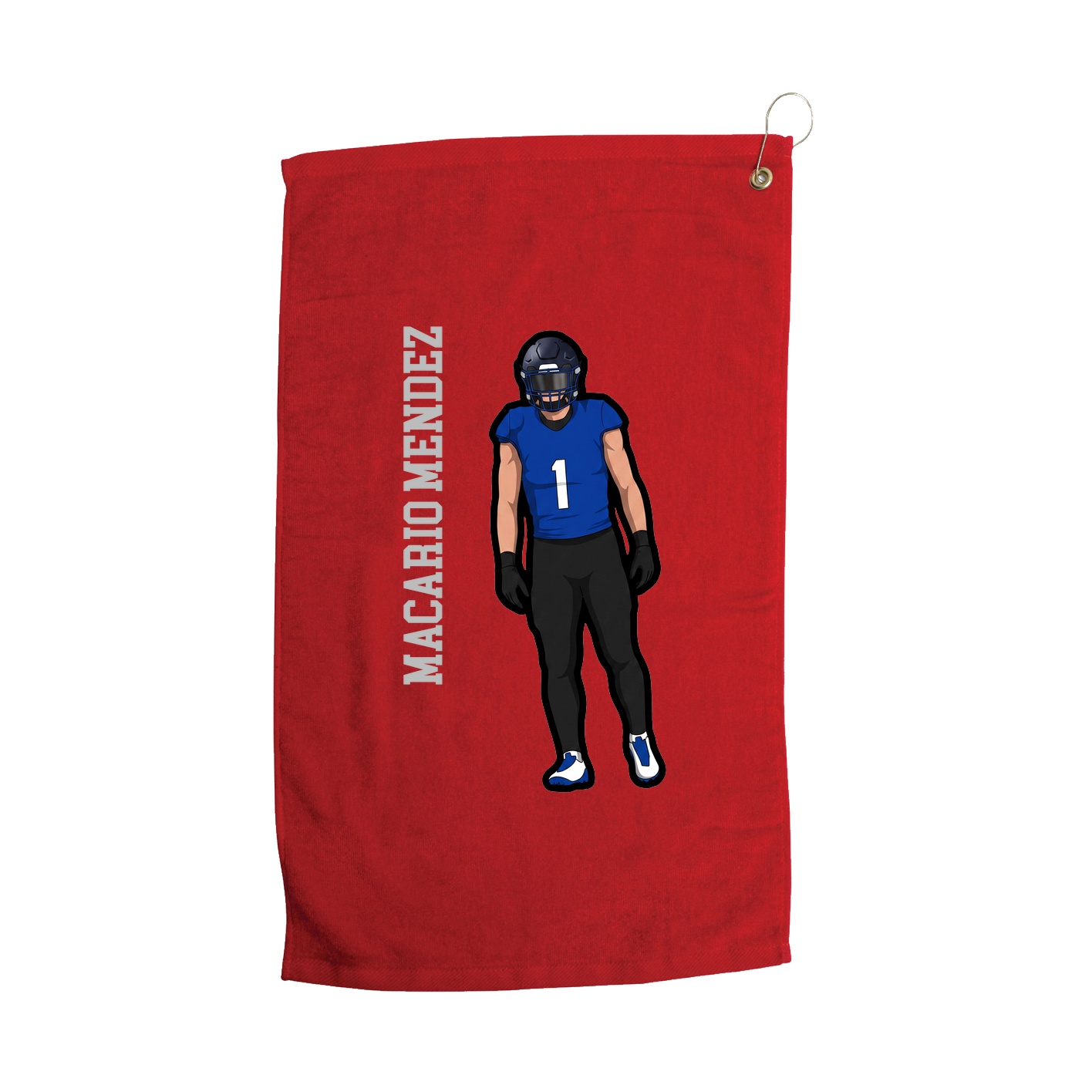 Golf Towel — Name Vertical in Red