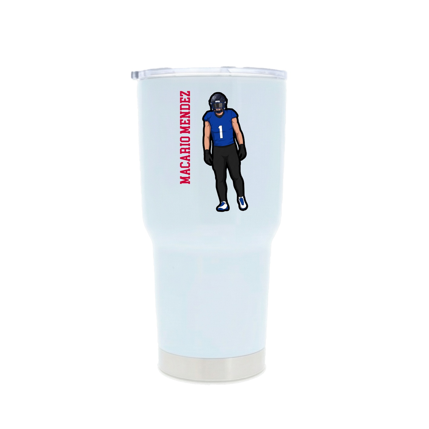30oz Stainless Steel Tumbler — Name Vertical in White