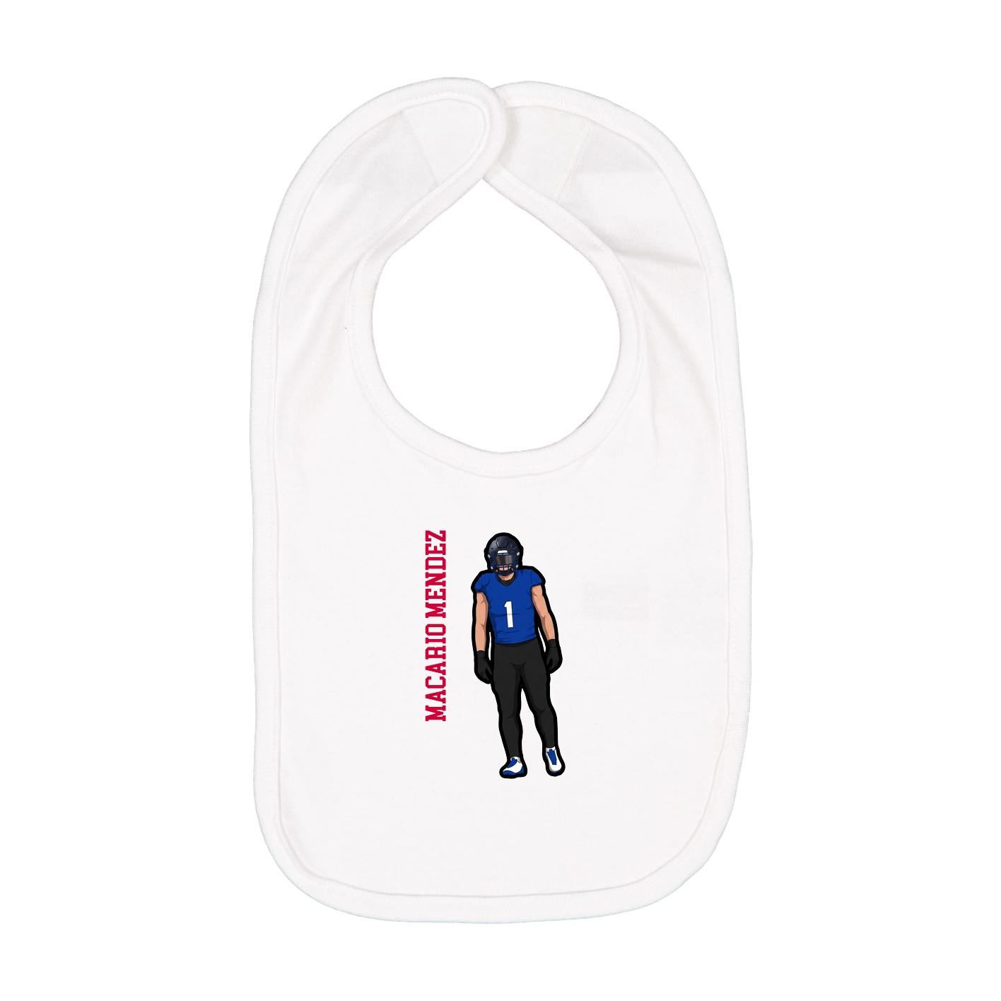 Infant Bib — Name Vertical in White