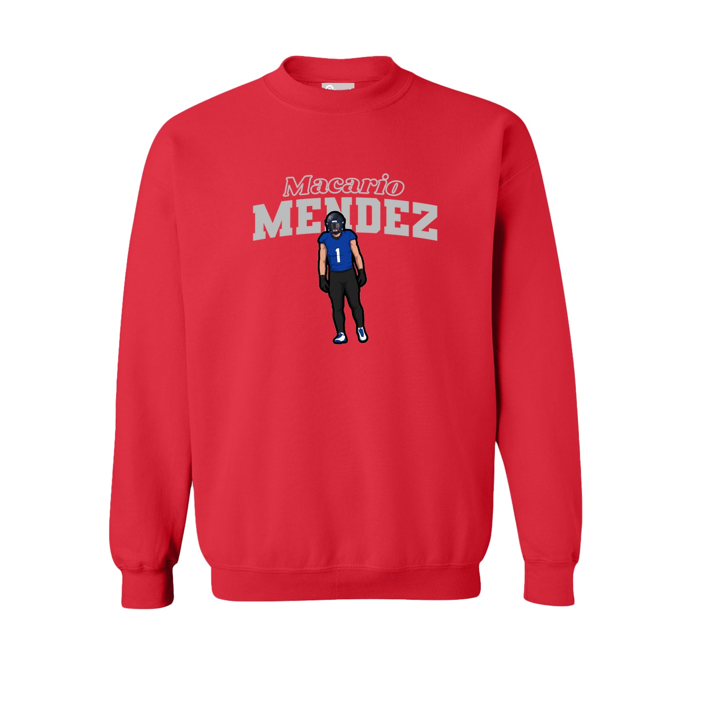 Fleece Crew — Name Arch in Red