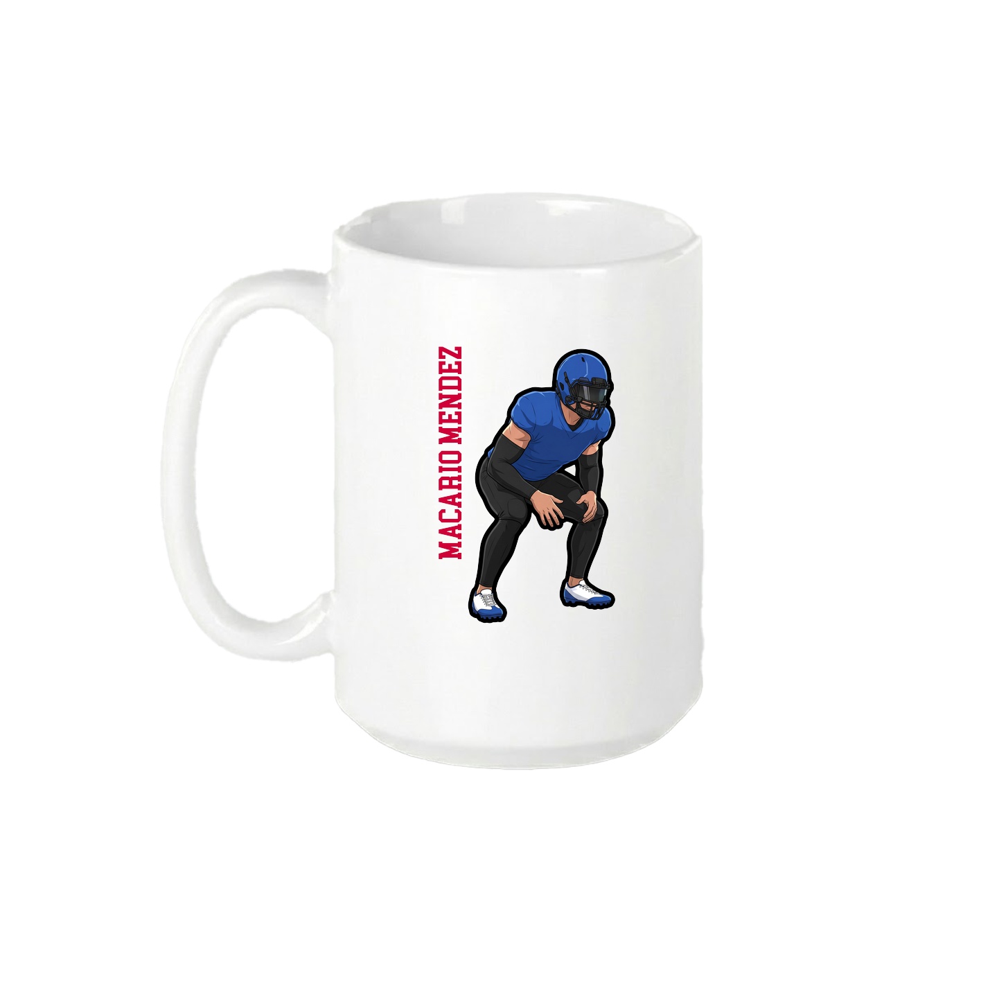 15oz Coffee Mug — Name Vertical in White