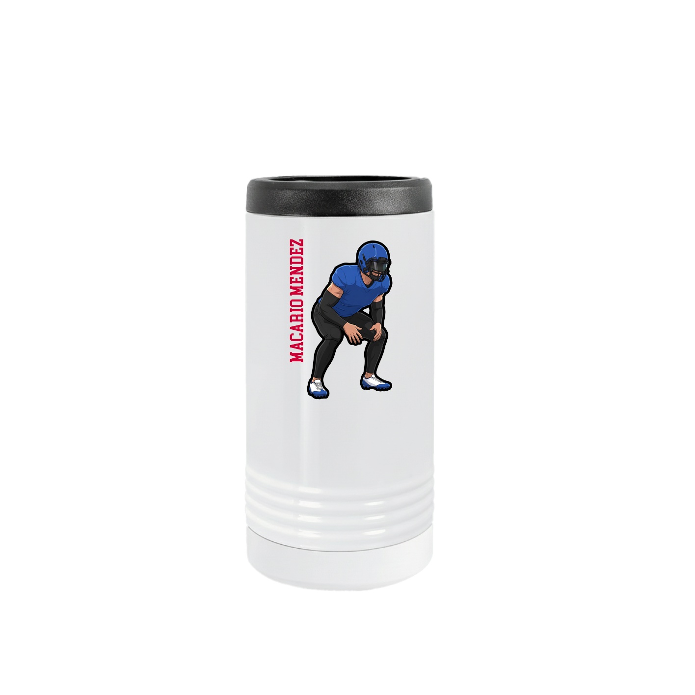 Slim Beverage Holder — Name Vertical in White