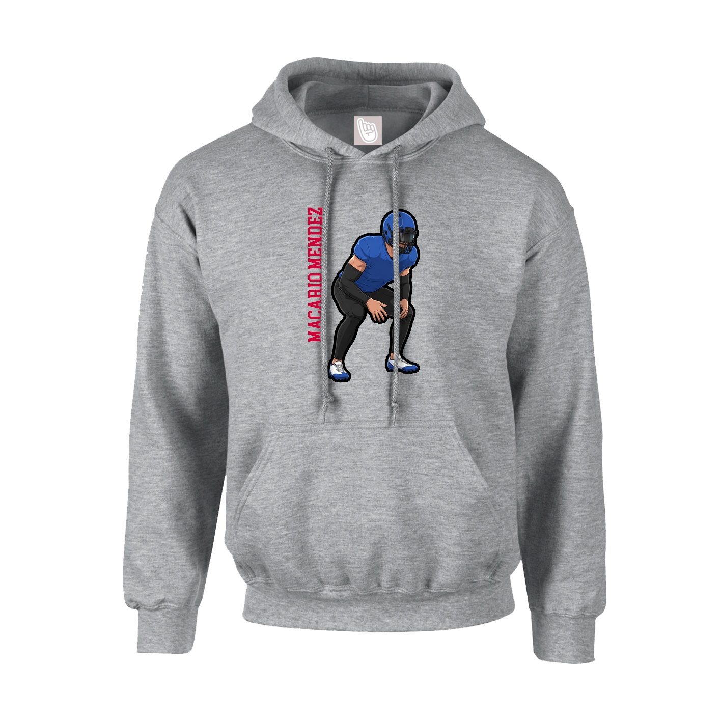 Hoodie — Name Vertical in Grey