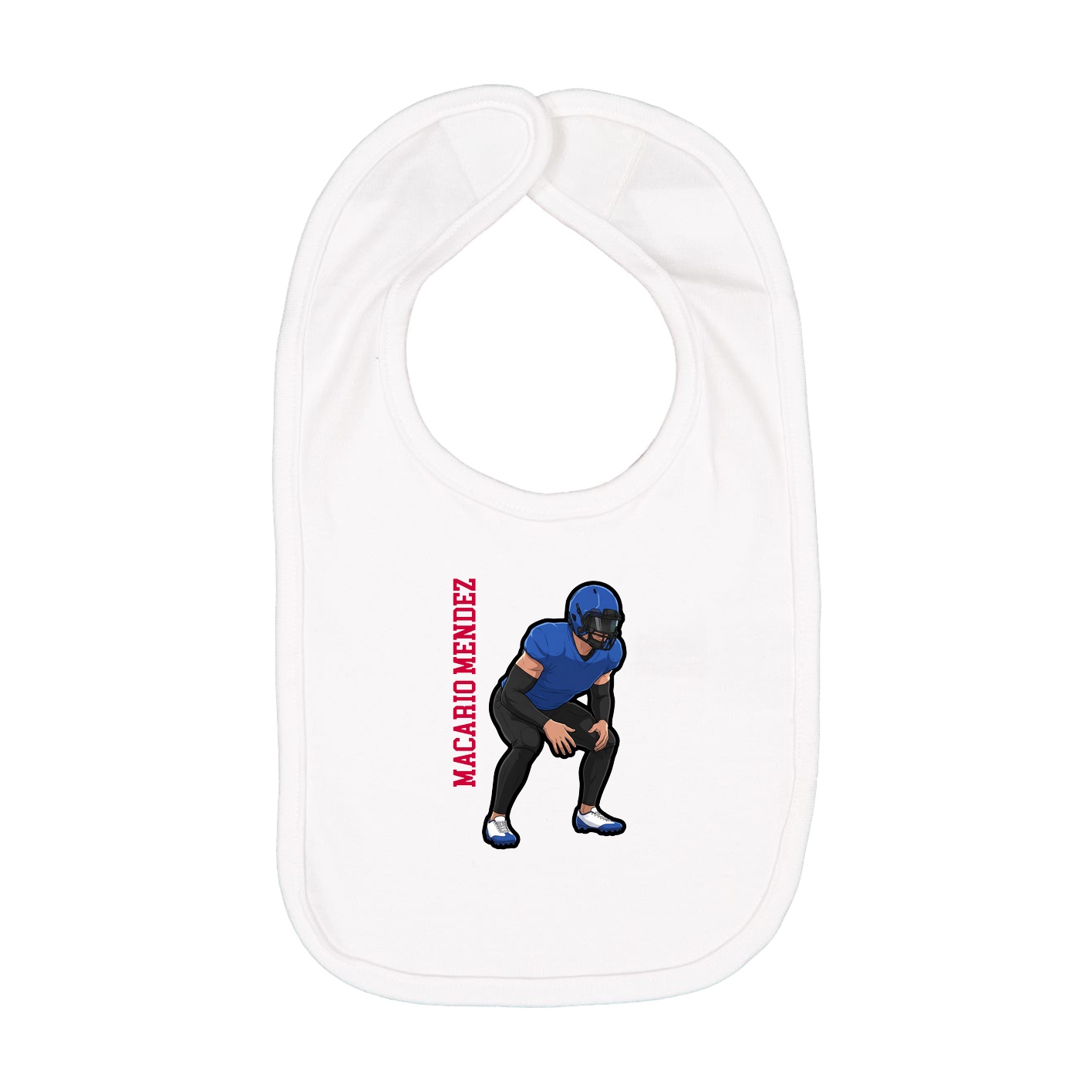 Infant Bib — Name Vertical in White