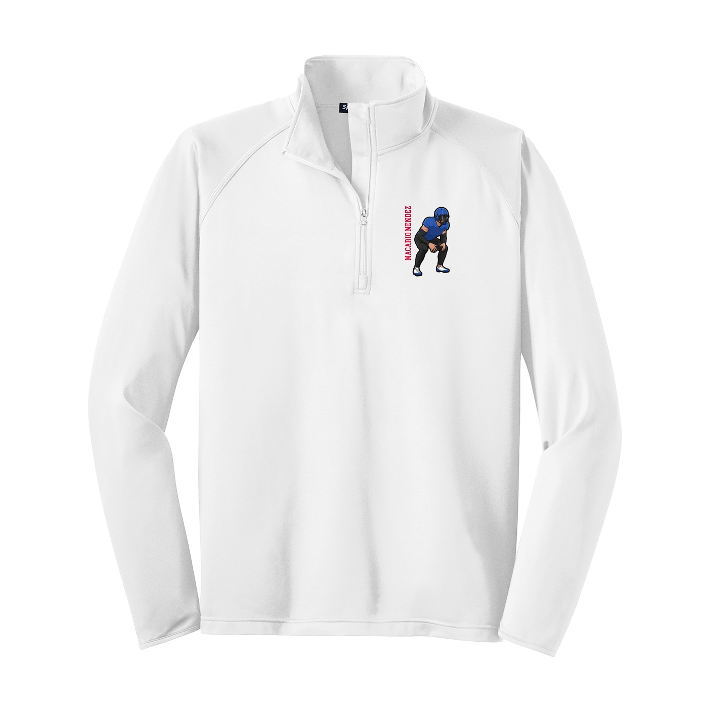 Q-Zip Pullover — Name Vertical in White