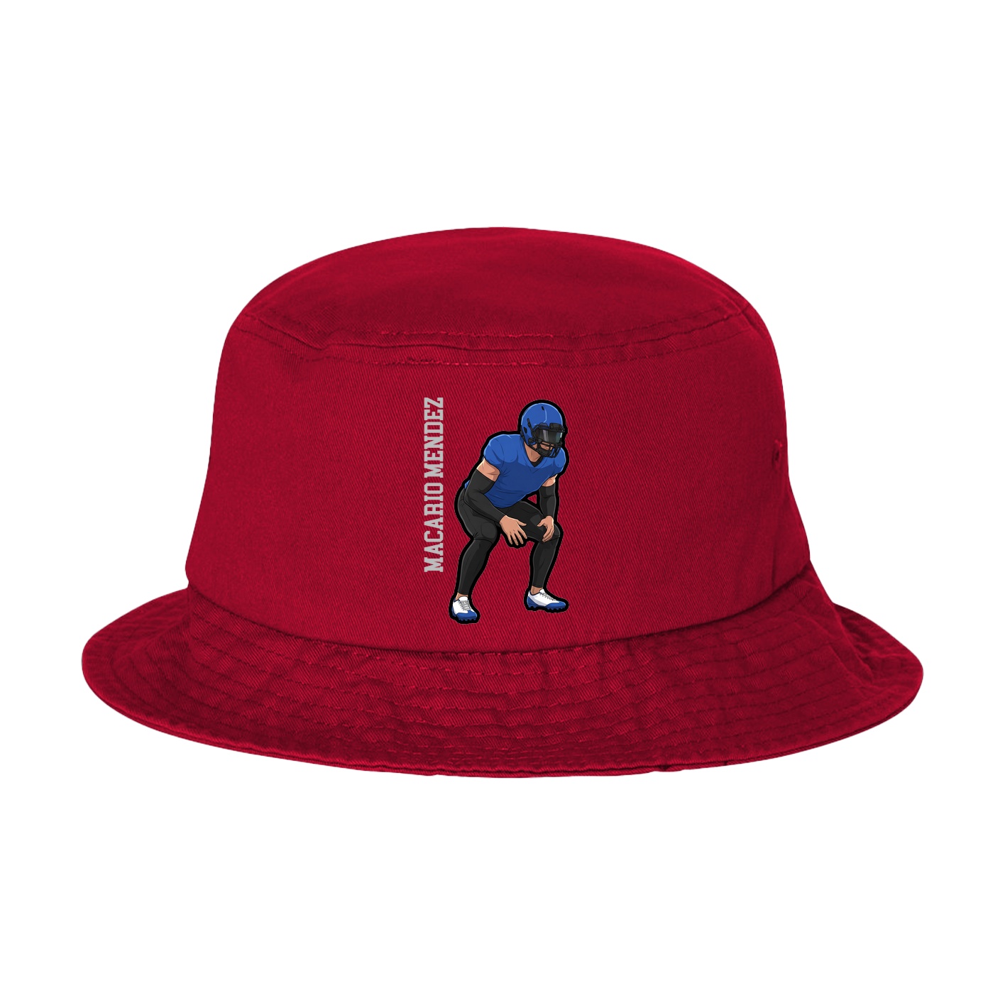 Bucket Cap — Name Vertical in Red