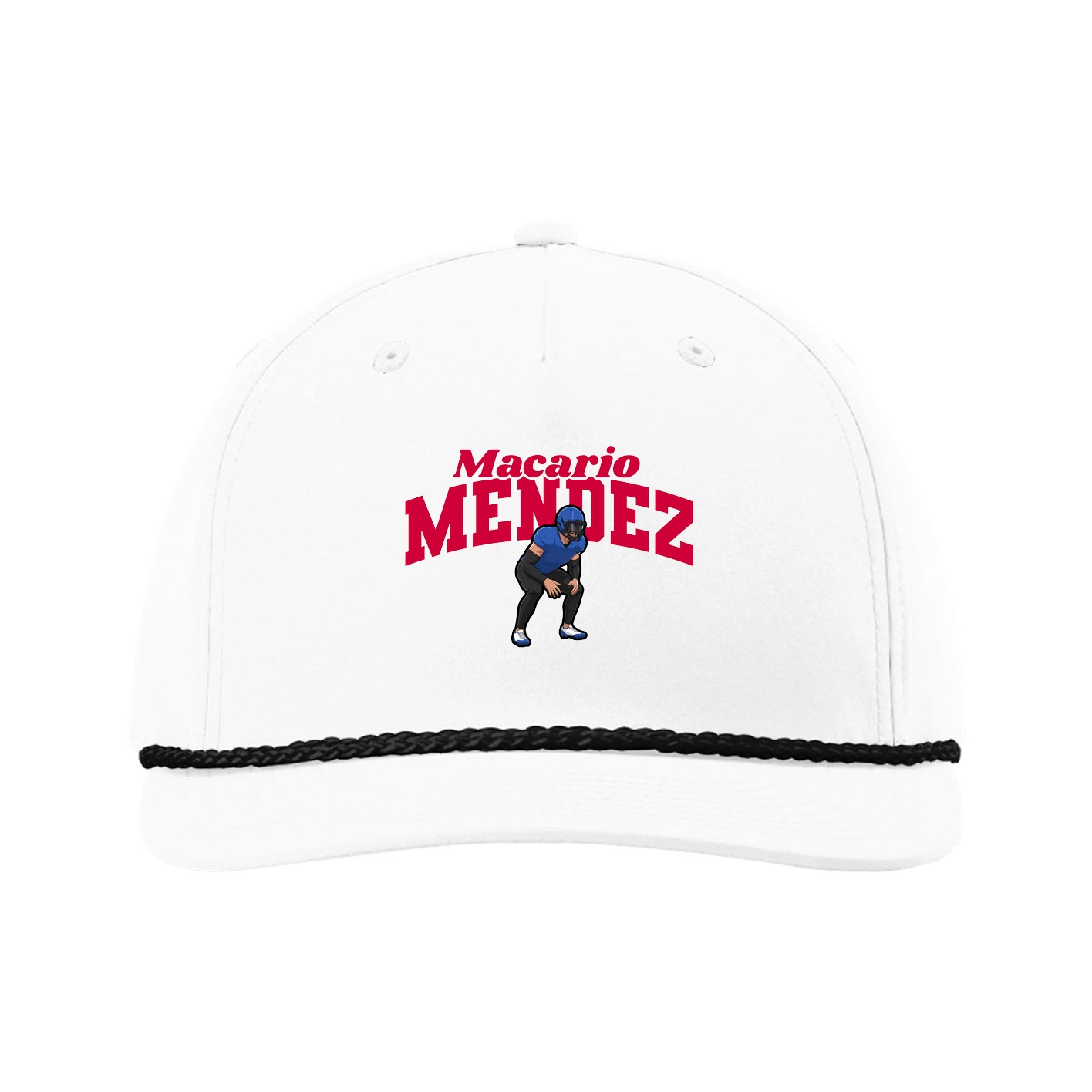 Five-Panel Classic Rope Cap — Signature Arch in White