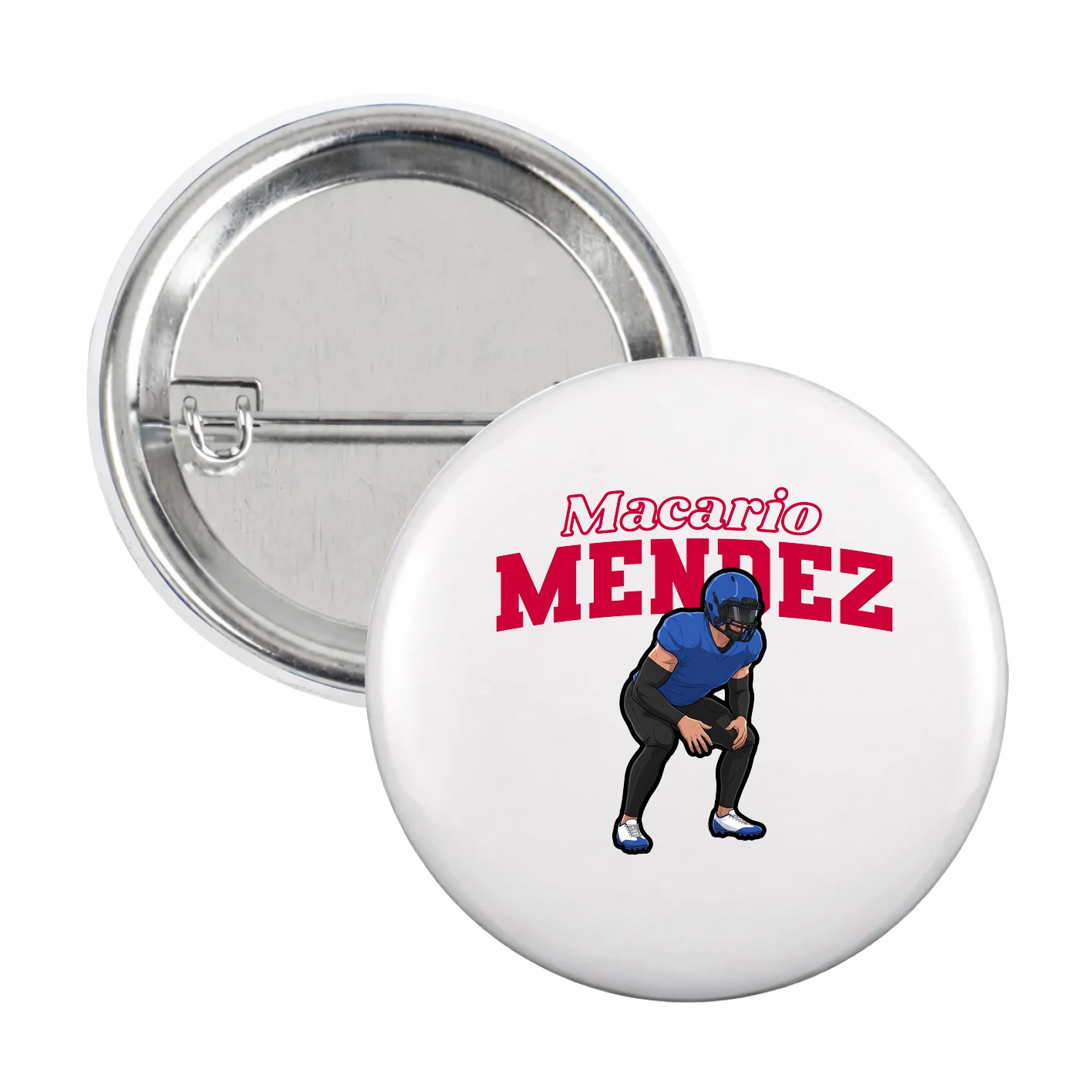 Game Day Button — Name Arch in White