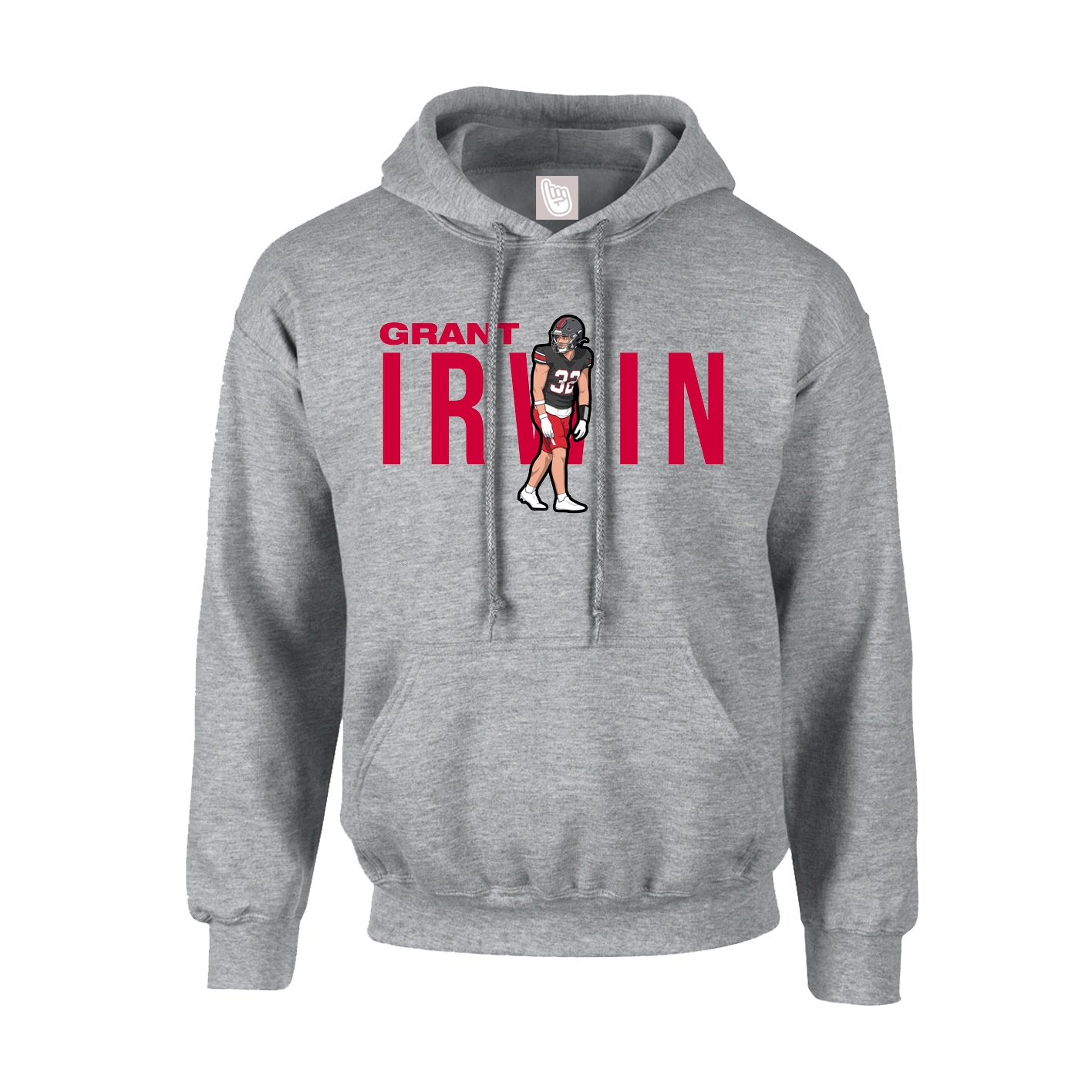 Youth Hoodie — Player Name in Grey