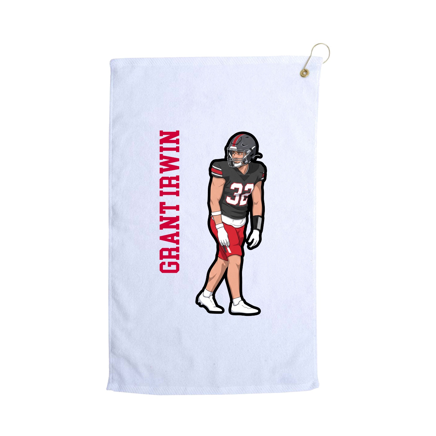 Golf Towel — Name Vertical in White