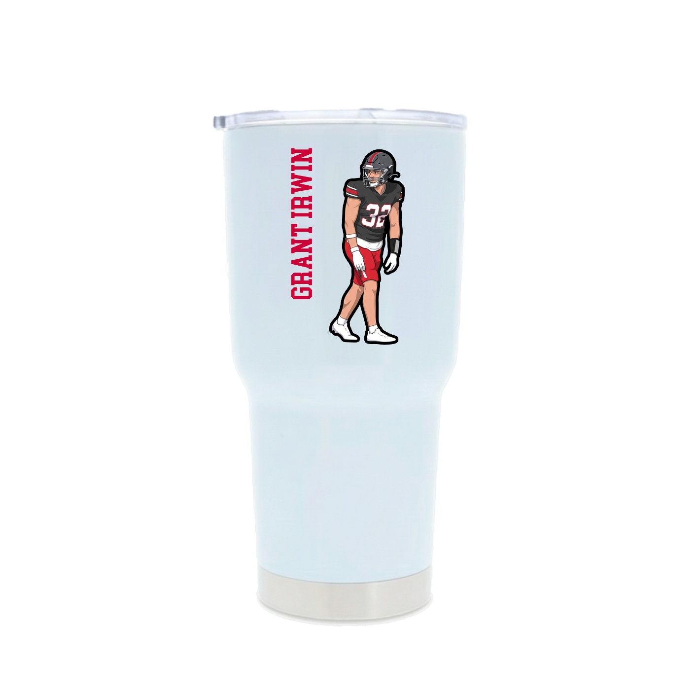 30oz Stainless Steel Tumbler — Name Vertical in White