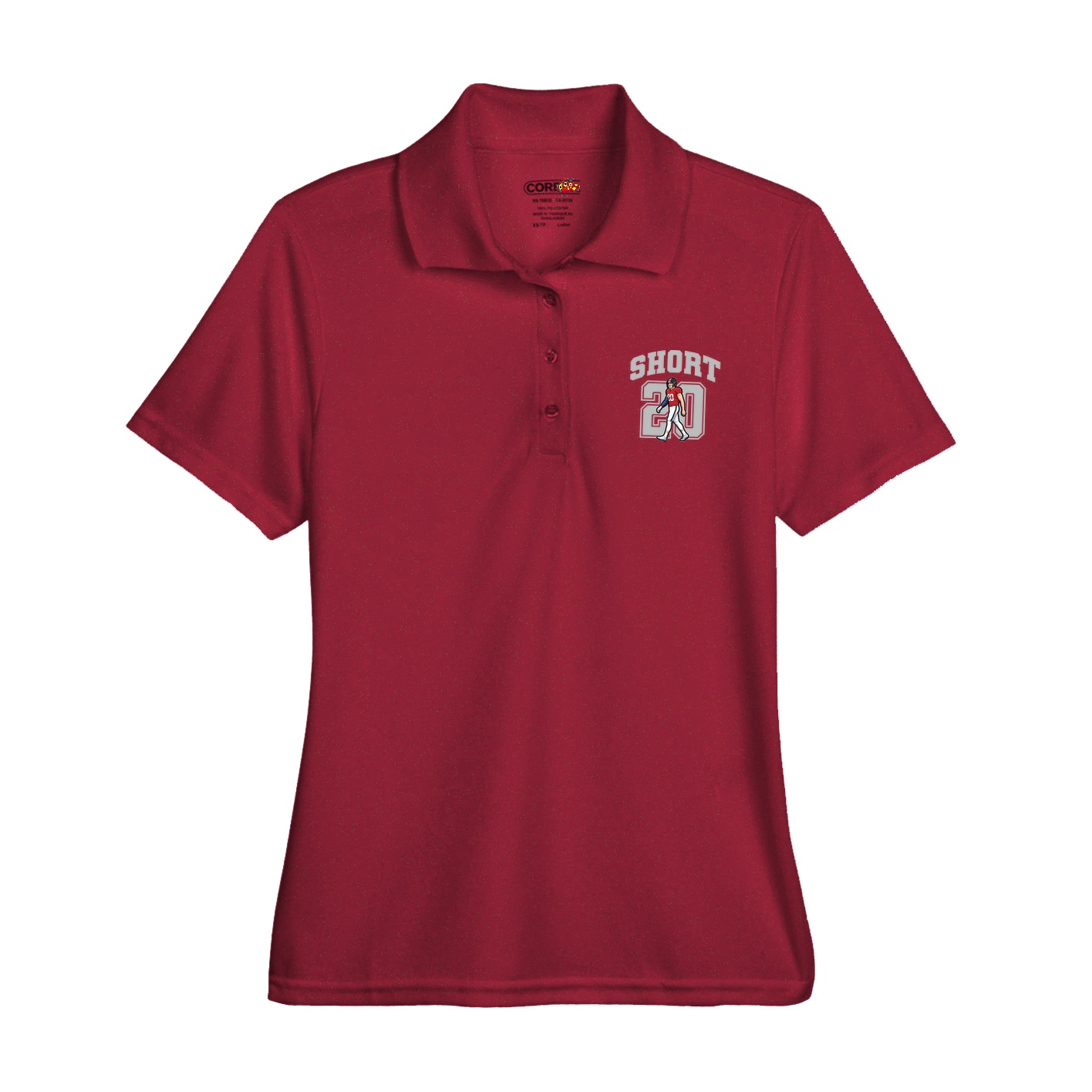 Womens Performance Polo — Number in Red