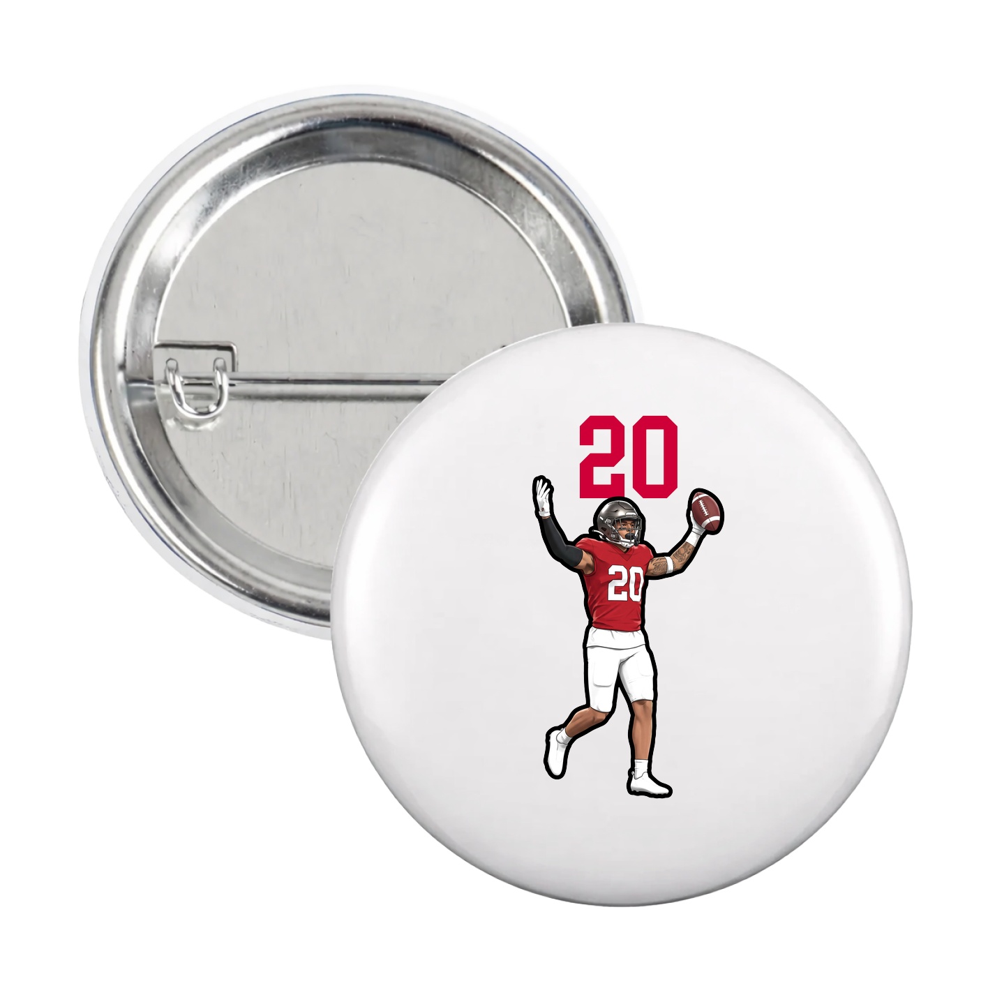 Game Day Button — Number Top in White
