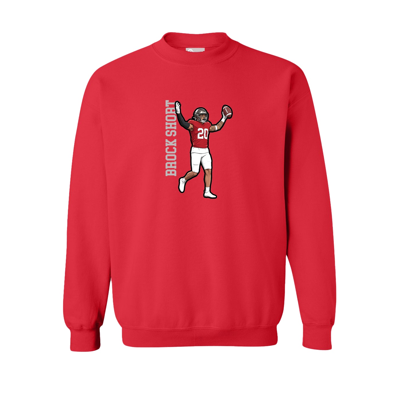 Fleece Crew — Name Vertical in Red