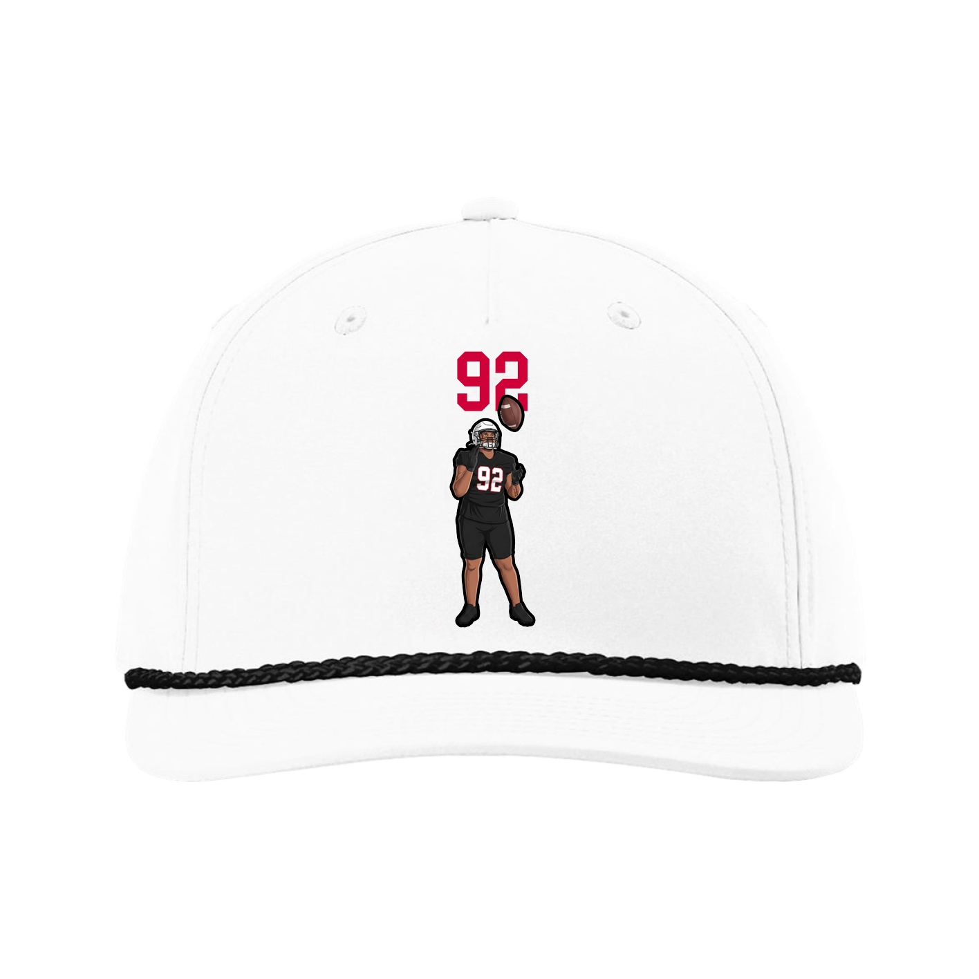 Five-Panel Classic Rope Cap — Number Top in White