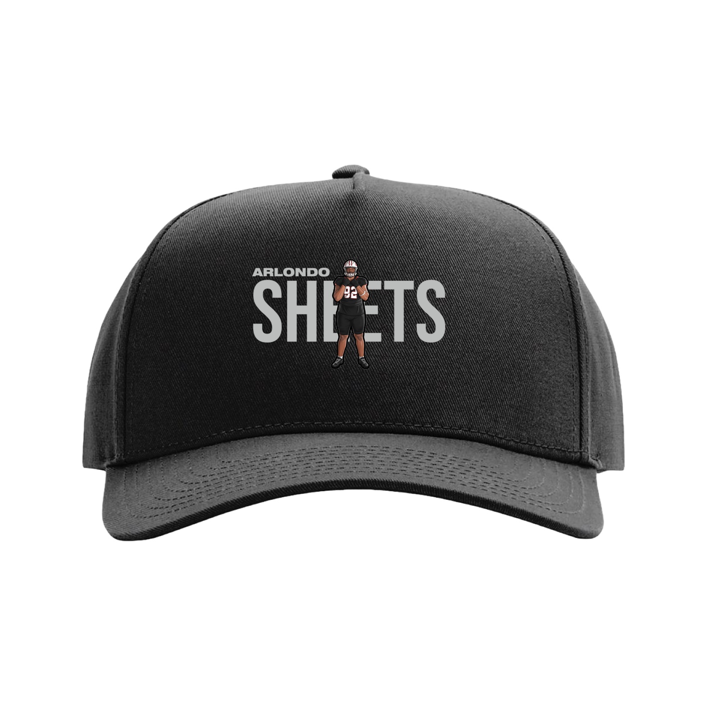 Full Fabric Five-Panel Champ Cap — Player Name in Black