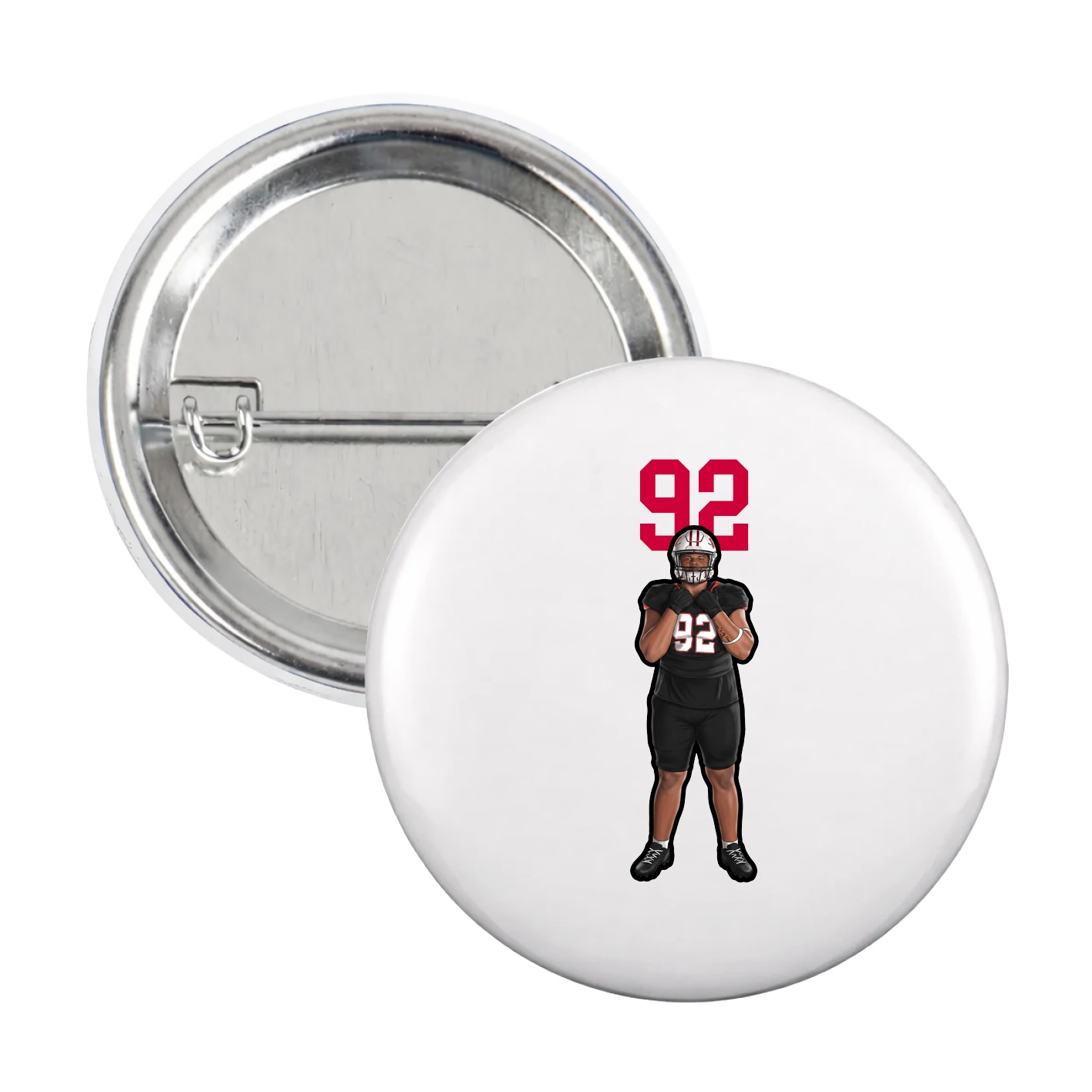 Game Day Button — Number Top in White