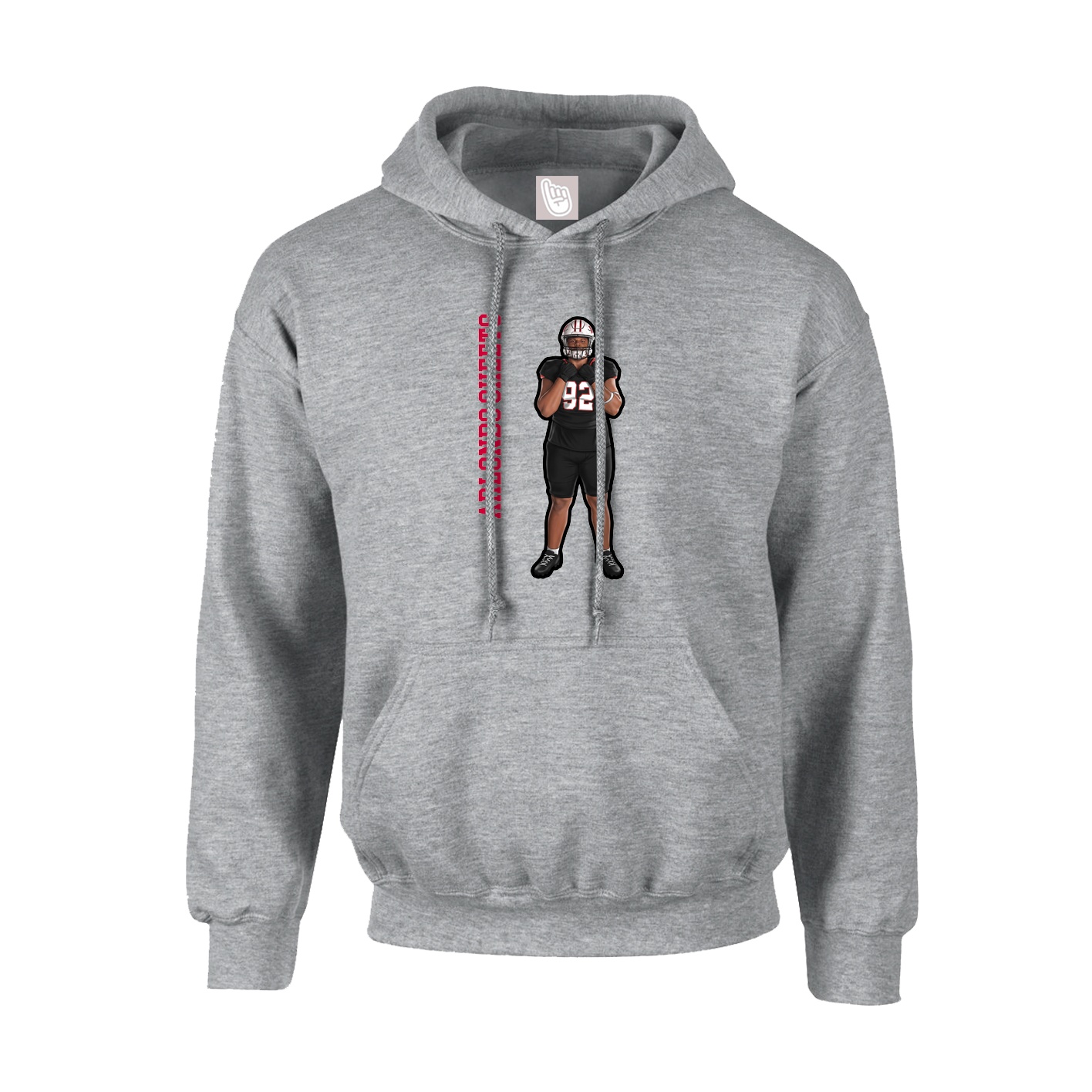 Hoodie — Name Vertical in Grey