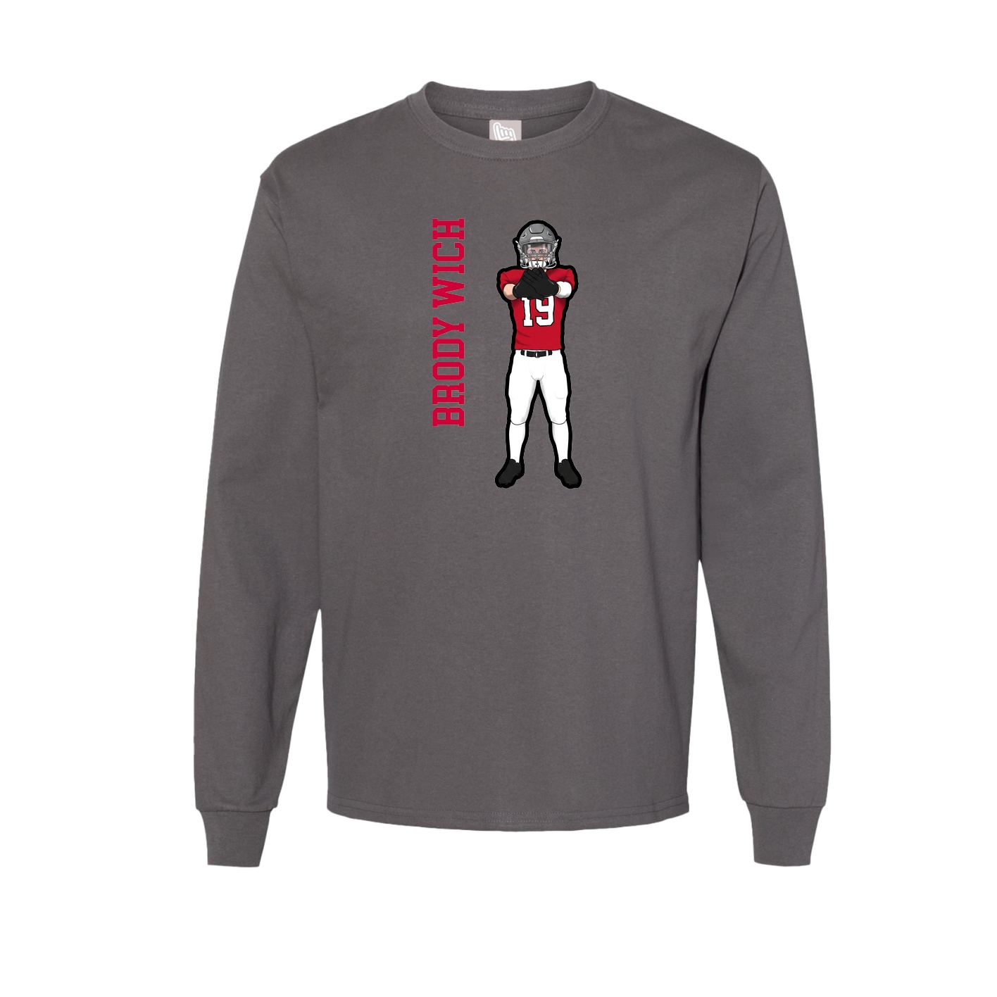 Long Sleeve Tee — Name Vertical in Grey