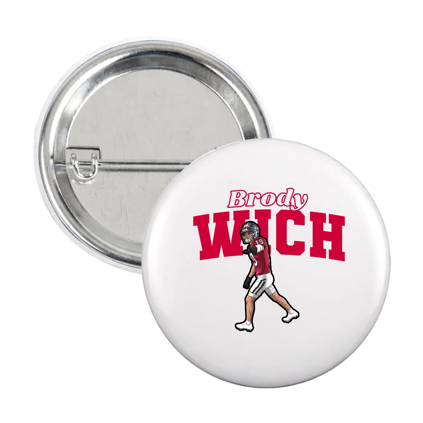 Game Day Button — Name Arch in White