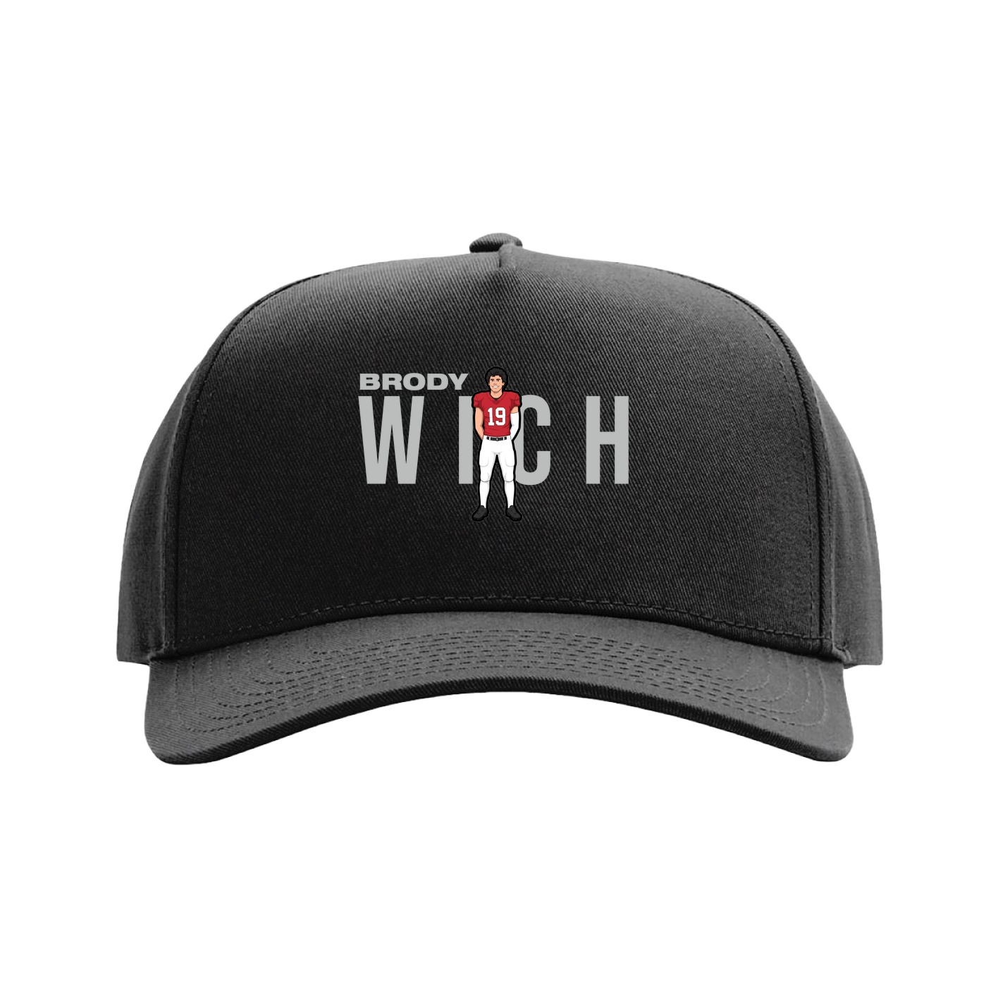 Full Fabric Five-Panel Champ Cap — Player Name in Black