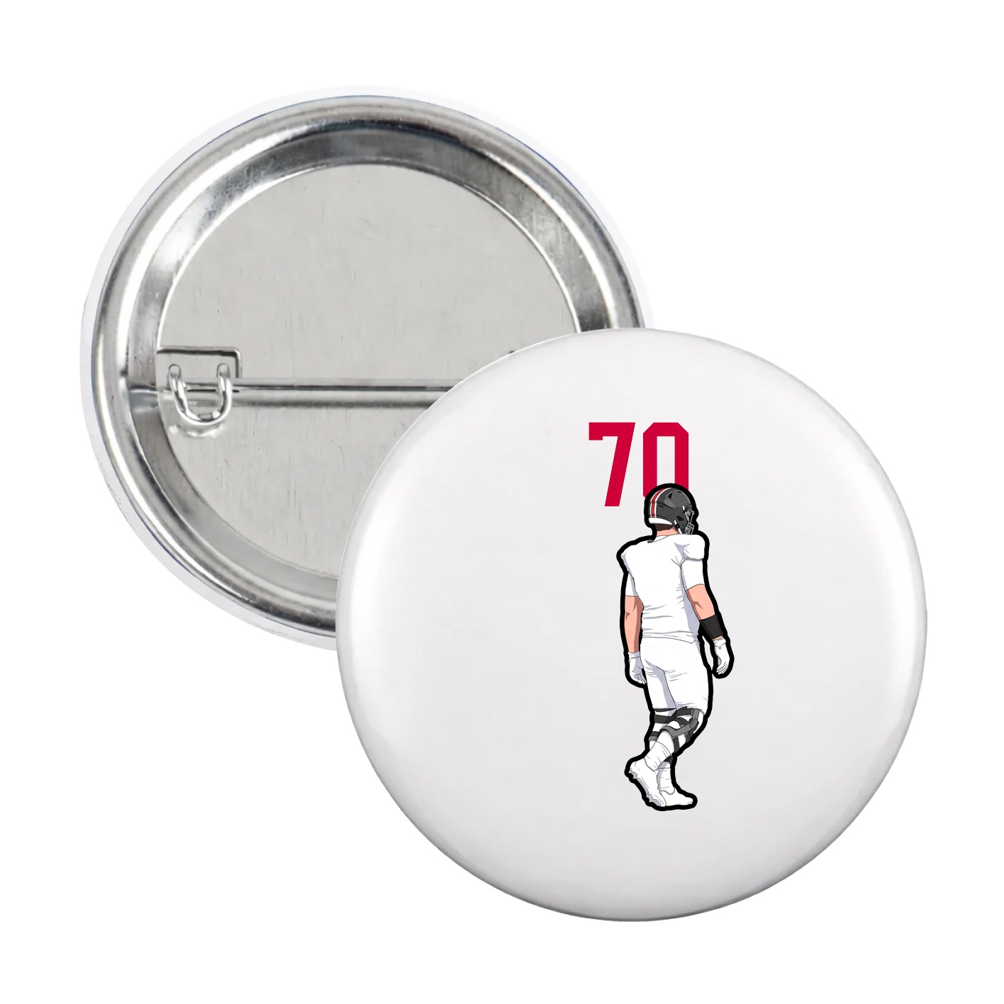 Game Day Button — Number Top in White