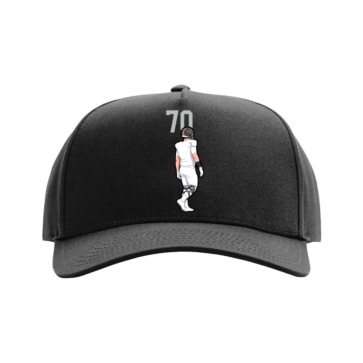 Full Fabric Five-Panel Champ Cap — Number Top in Black