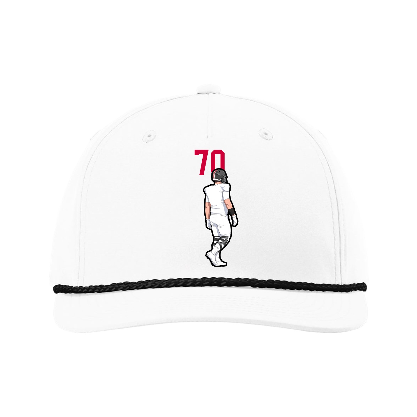 Five-Panel Classic Rope Cap — Number Top in White