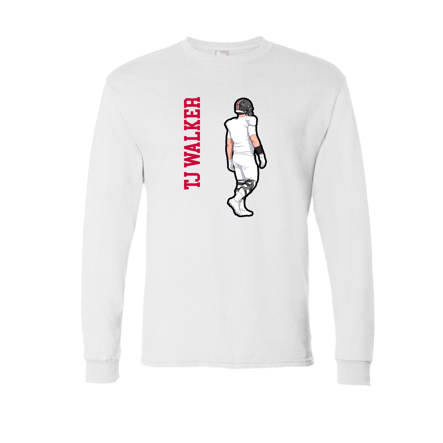 Long Sleeve Tee — Name Vertical in White