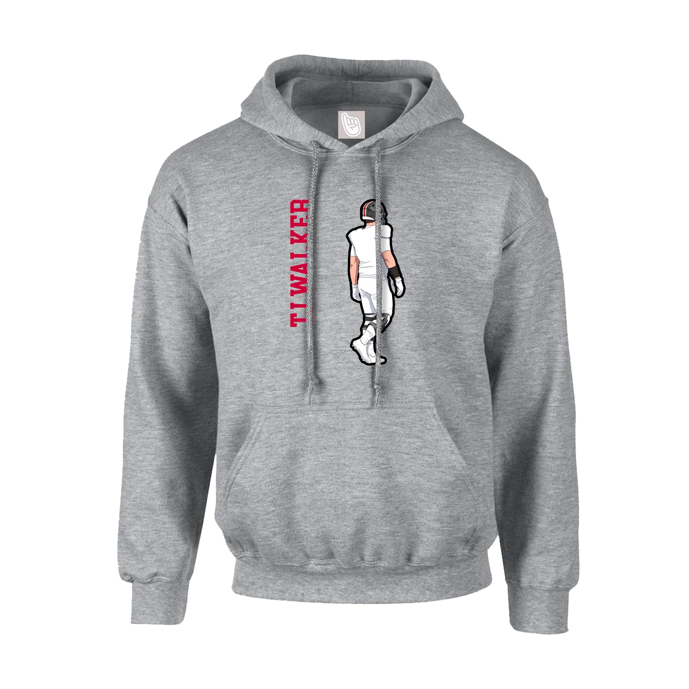 Youth Hoodie — Name Vertical in Grey