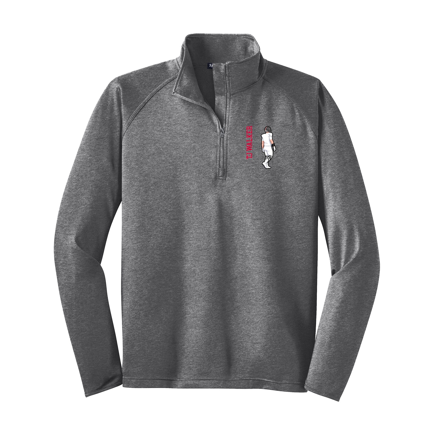 Q-Zip Pullover — Name Vertical in Grey