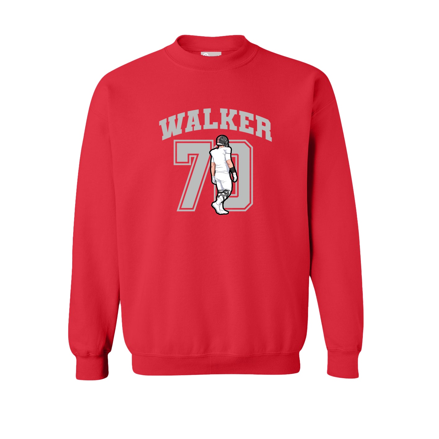 Fleece Crew — Number in Red