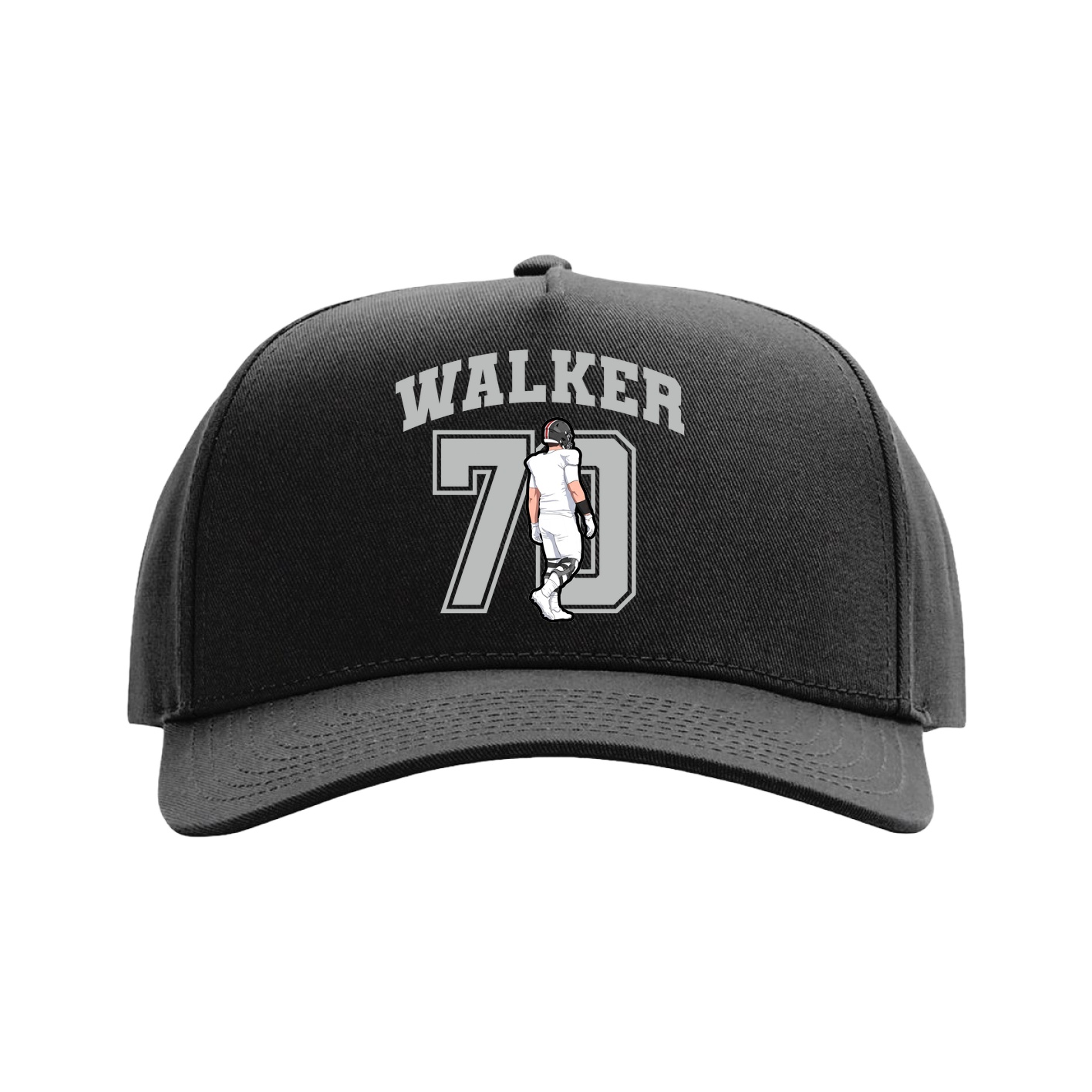 Full Fabric Five-Panel Champ Cap — Number in Black