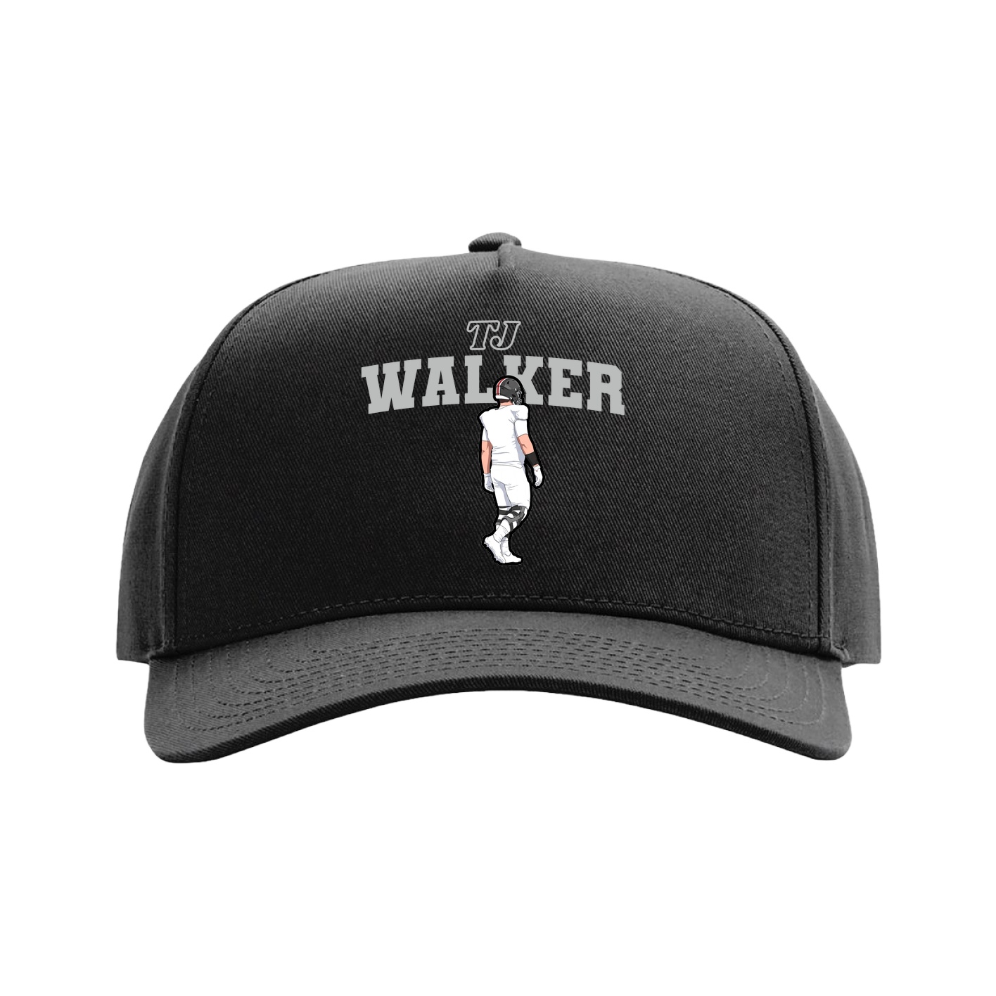 Full Fabric Five-Panel Champ Cap — Name Arch in Black