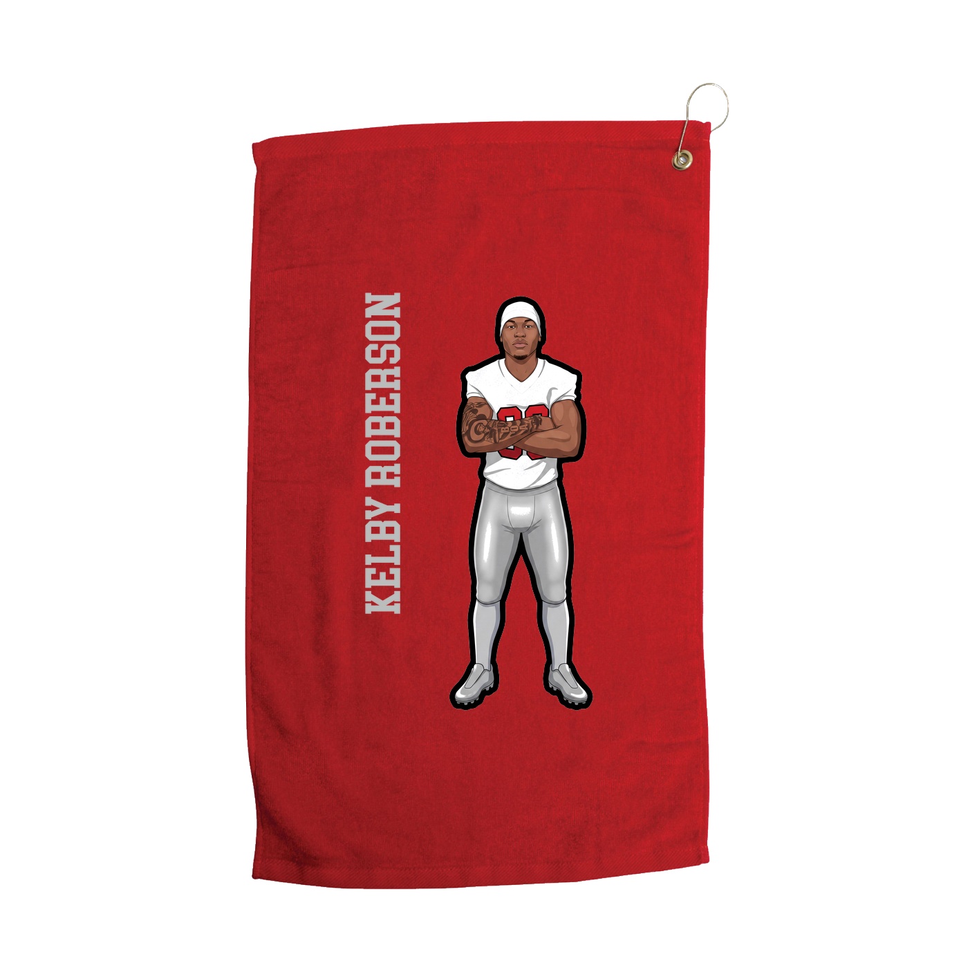 Golf Towel — Name Vertical in Red