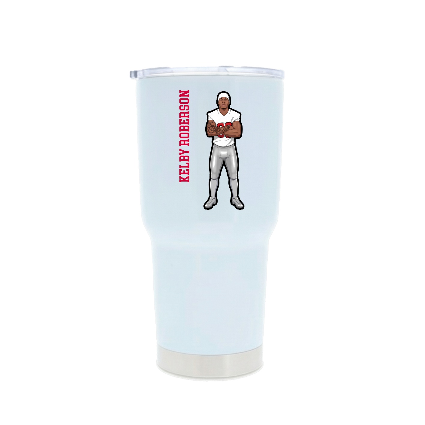 30oz Stainless Steel Tumbler — Name Vertical in White