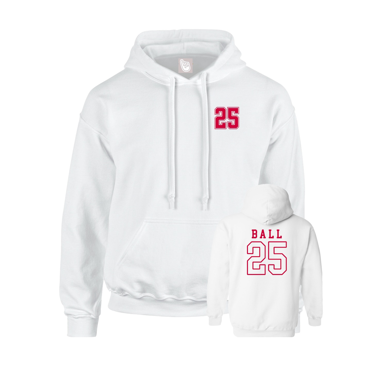 Youth Hoodie — Chest Back in White
