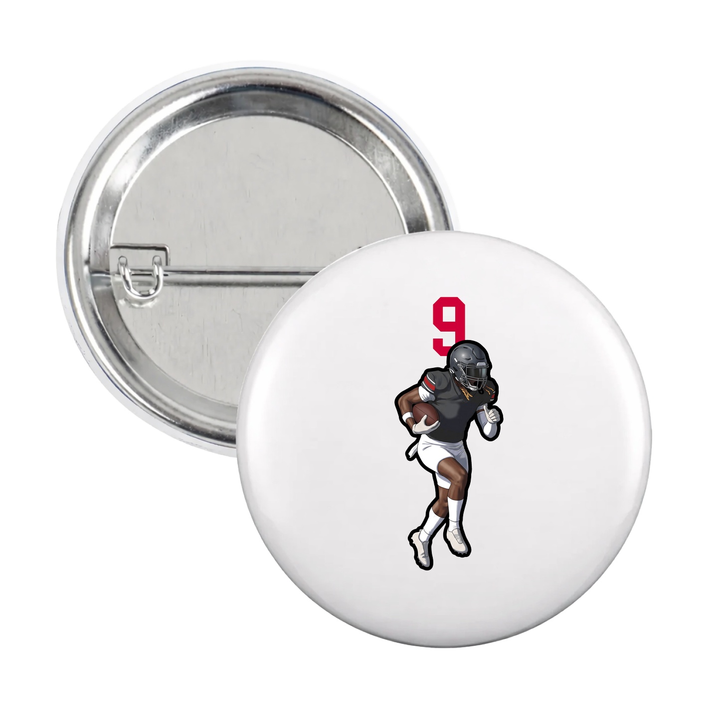 Game Day Button — Number Top in White