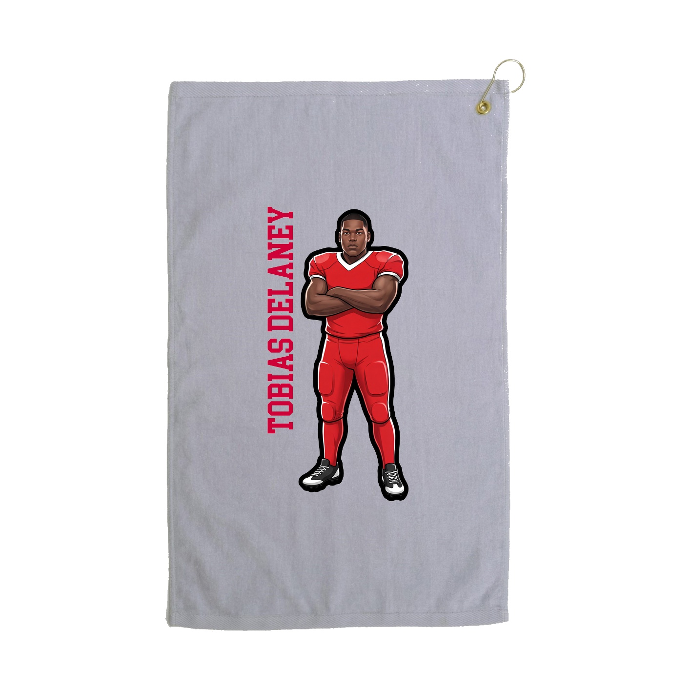 Golf Towel — Name Vertical in Grey