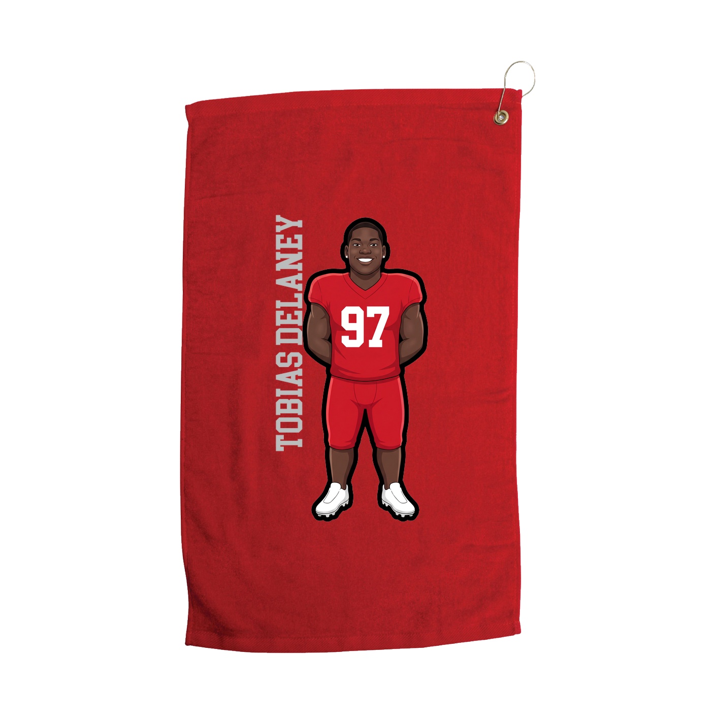 Golf Towel — Name Vertical in Red